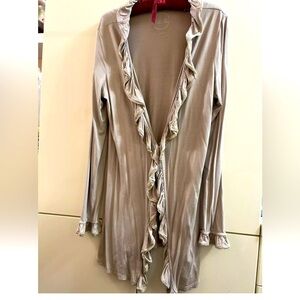 INC Open Front Blouse Cardigan/ jacket  Ruffles Toupe color size Large